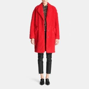 Coach NY Fuzzy Teddy Bear Bright Persimmon Orange Coat